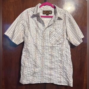 PRANA Men's White Patterned Short Sleeve Shirt size L like new!